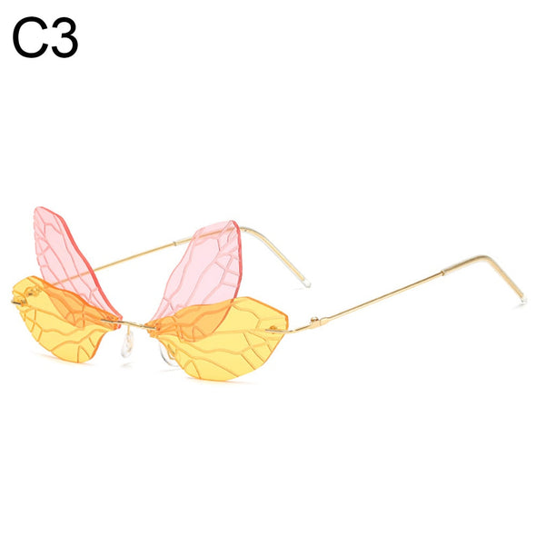 New Fashion Cycling Butterfly Sunglasses for Women UV Protection Vintage Car Metal Rimless Sunglasses Eyewear Decorations