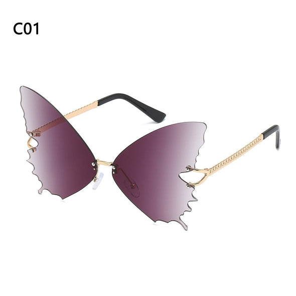 New Fashion Cycling Butterfly Sunglasses for Women UV Protection Vintage Car Metal Rimless Sunglasses Eyewear Decorations