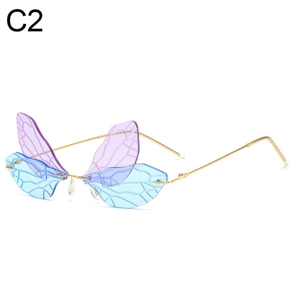 New Fashion Cycling Butterfly Sunglasses for Women UV Protection Vintage Car Metal Rimless Sunglasses Eyewear Decorations
