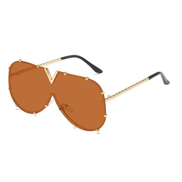 New Fashion One Piece Shield For Women Vintage Oversized Paw Sun Glasses