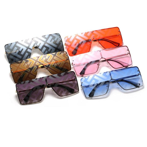 One Piece Square Sunglasses Designer Oversized Big Frame Shades