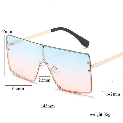 One Piece Square Sunglasses Designer Oversized Big Frame Shades