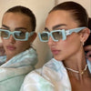 New Women Retro Sunglasses Men's Fashion Vintage White Sun glasses Blue Ladies Sunglasses Women's Shadow Retro glasses