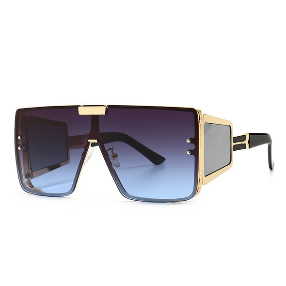 Vintage Flat Top One Piece Sunglasses Sun Glasses Women Men Fashion Oversized Square Gradient Eyeware  Driving Travel