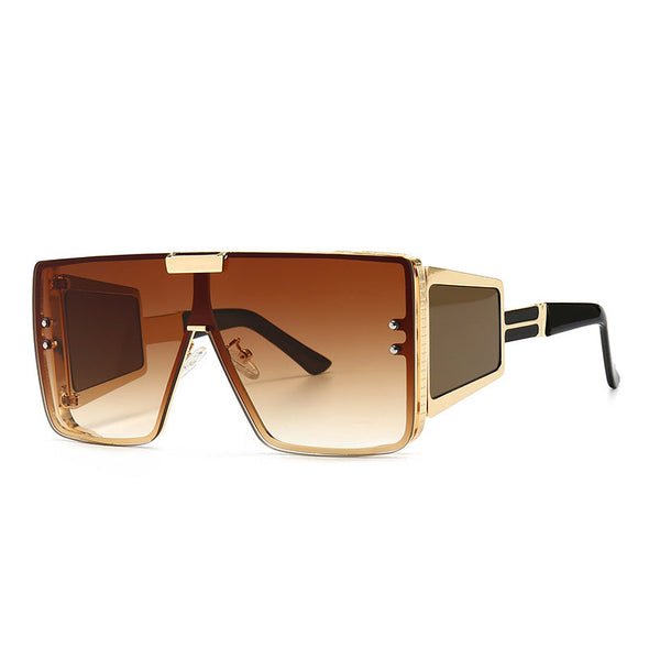 Vintage Flat Top One Piece Sunglasses Sun Glasses Women Men Fashion Oversized Square Gradient Eyeware  Driving Travel