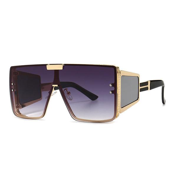 Vintage Flat Top One Piece Sunglasses Sun Glasses Women Men Fashion Oversized Square Gradient Eyeware  Driving Travel