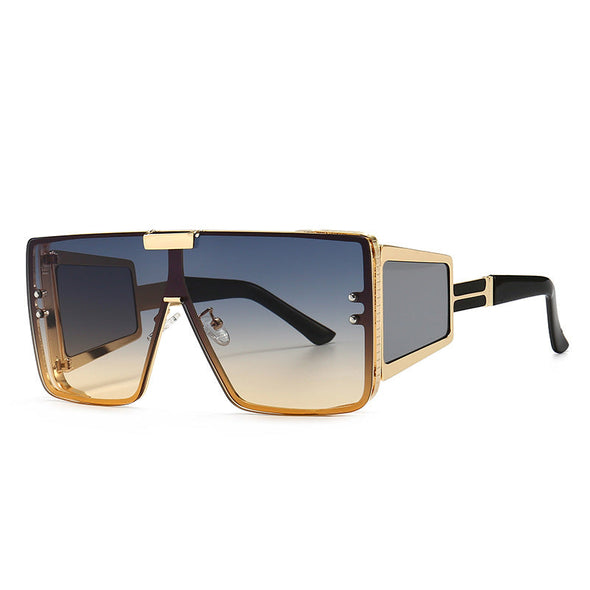 Vintage Flat Top One Piece Sunglasses Sun Glasses Women Men Fashion Oversized Square Gradient Eyeware  Driving Travel