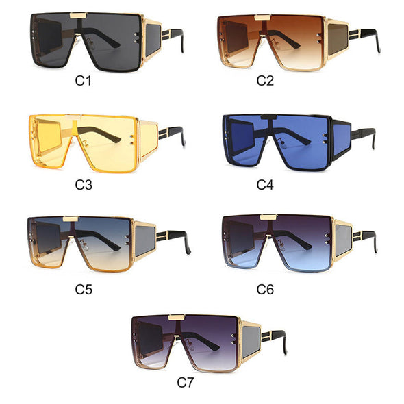 Vintage Flat Top One Piece Sunglasses Sun Glasses Women Men Fashion Oversized Square Gradient Eyeware  Driving Travel