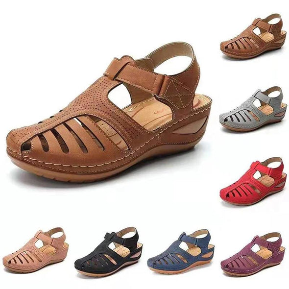 Zoloss - Soft PU Leather Closed Toe Vintage Anti-Slip Sandals