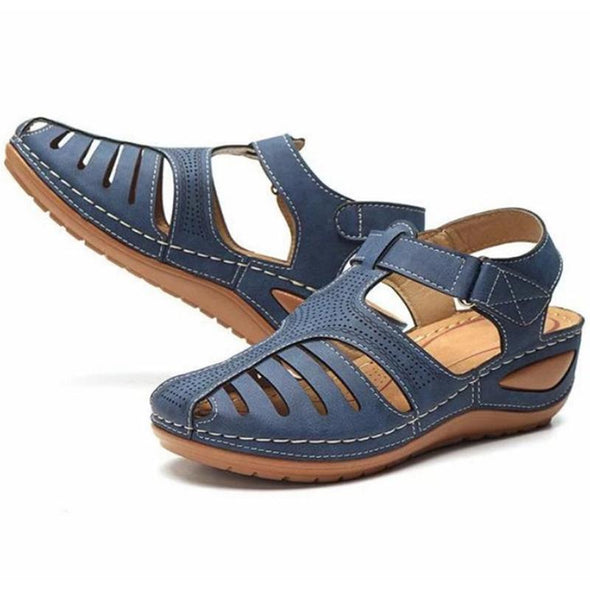 Zoloss - Soft PU Leather Closed Toe Vintage Anti-Slip Sandals