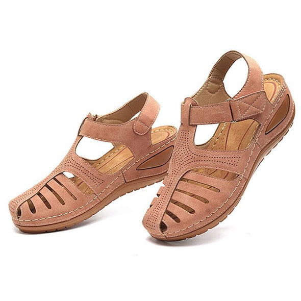 Zoloss - Soft PU Leather Closed Toe Vintage Anti-Slip Sandals