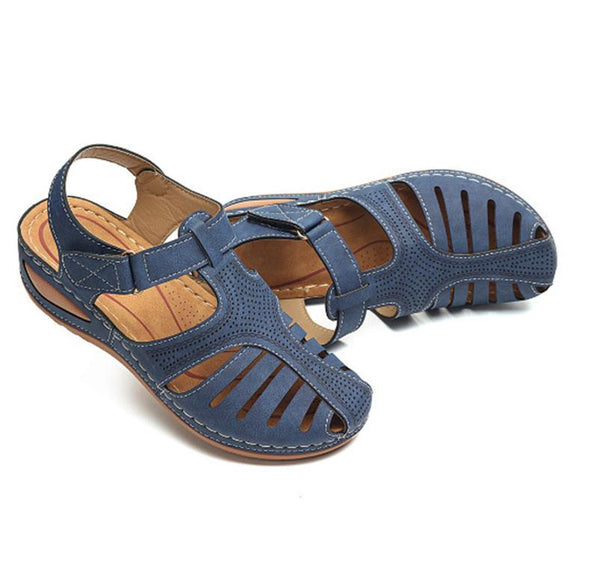 Zoloss - Soft PU Leather Closed Toe Vintage Anti-Slip Sandals