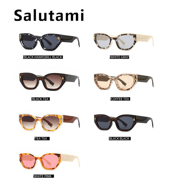 New Luxury Brand Sunglasses For Women Vintage Irregular Small Square Leopard Pint Sun Glasses Female Rivet Shades Uv400