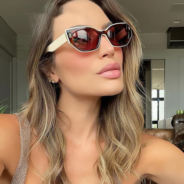 New Luxury Brand Sunglasses For Women Vintage Irregular Small Square Leopard Pint Sun Glasses Female Rivet Shades Uv400