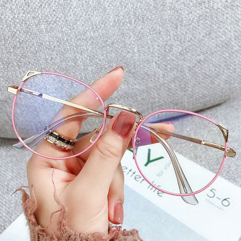 Trends Women Office Anti Blue Light Oversized Computer Glasses Cat Eye Female Blue Blocking Big Size Eyeglasses Alloy Frame