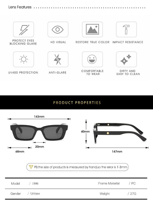 2023 New Women Rectangle Vintage Sunglasses Brand Designer Retro Points Sun Glasses Female Lady Eyeglass Cat Eye Driver Goggles