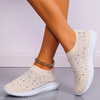 Nanccy Women's Crystal Breathable Orthopedic Slip-On Walking Shoes