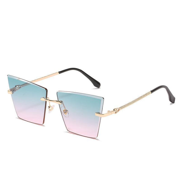 2021 new rimless Sunglasses European and American personality cat's Eye Sunglasses