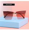 2021 new rimless Sunglasses European and American personality cat's Eye Sunglasses