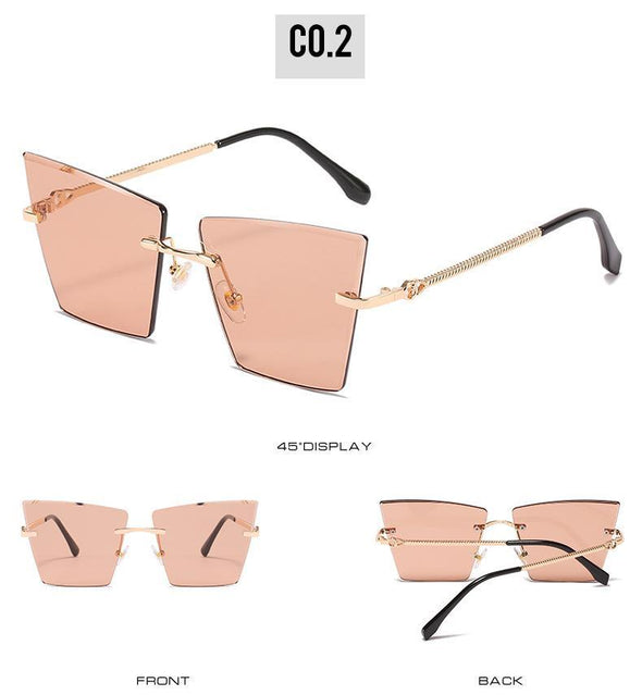 2021 new rimless Sunglasses European and American personality cat's Eye Sunglasses