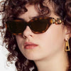Vintage Cat Eye Sunglasses For Women New Brand Small Metal Chain Sunglasses Elegant Eyeglasses Trend Fashion Black Shades
