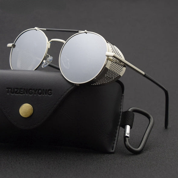 Classic Gothic Steampunk Sunglasses Polarized Men Women Brand Designer Vintage Oval Metal Frame Sun Glasses UV400