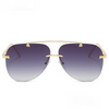 New Fashion Metal Sunglasses Frameless Gradual change  frog mirror