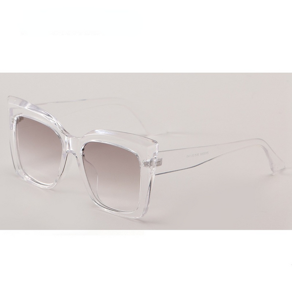 Vintage Oversized Square Cat Eye Sunglasses For Women New Luxury Brand Elegant Sun Glasses Female Clear Brown Gradient Shades
