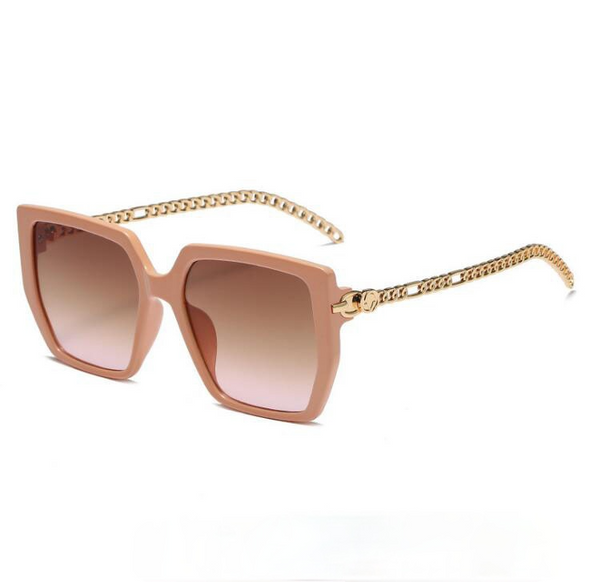 New fashion street style women's sunglasses box chain mirror legs glasses
