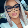 Vintage Oversized Square Cat Eye Sunglasses For Women New Luxury Brand Elegant Sun Glasses Female Clear Brown Gradient Shades
