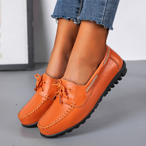Zoloss Genuine Leather Fashion Women Flats Ballerina Shoes