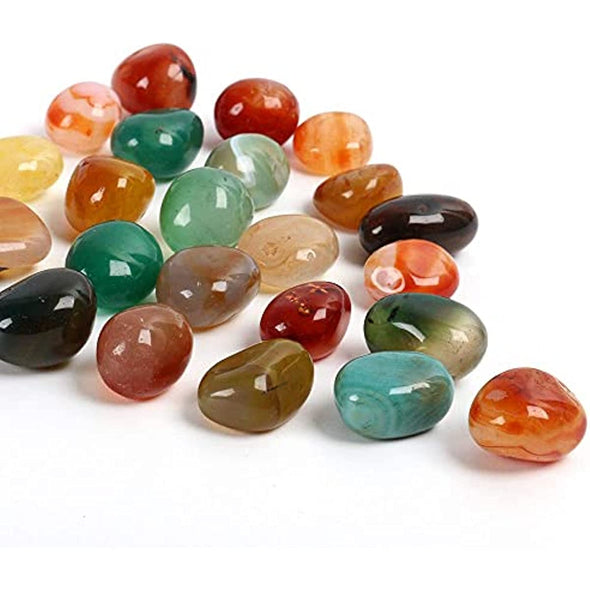 Natural Polished Decorative Tumbled Stones - 2lb Colorful Agate Stones for Landscape Decoration Stone. 0.39-0.78 Inch, Suitable for Home Decoration, DIY Handmade, Decorative Fish Tanks, Vase Filler