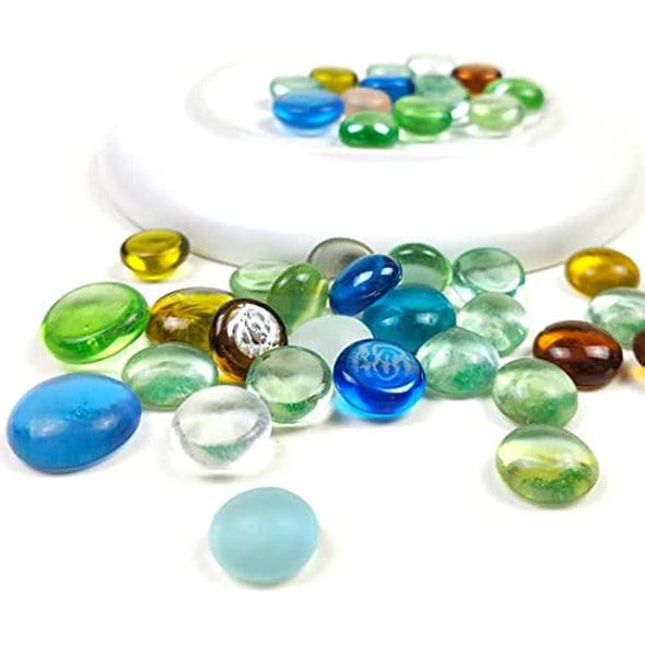 ZOLOSS 1LB Colorful Glass Pebbles - Quality Vase Filler. It Can Also Be Used for Aquarium Pebbles, Succulent Decorative Stones and DIY Ornaments.