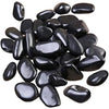 5lb Natural Polished Black River Rock Stones - Decorative Black Pebbles for Indoor Plants, Fish Tank Rocks, Vase Fillers and Fairy Garden. Aquarium Gravels for Turtle Frog Tank Outdoor Use