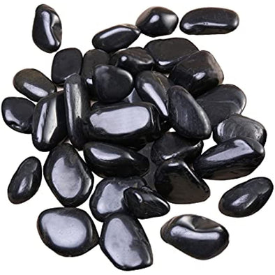5lb Natural Polished Black River Rock Stones - Decorative Black Pebbles for Indoor Plants, Fish Tank Rocks, Vase Fillers and Fairy Garden. Aquarium Gravels for Turtle Frog Tank Outdoor Use