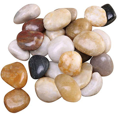 5lb Decorative Polished Pebbles for Plants - Natural Mixed Color Pebbles, Plant Rocks, Aquarium Gravel, Fish Tank Rocks, Garden Rocks, Vase Fillers, Outdoor Decorative Stones and Large River Rocks