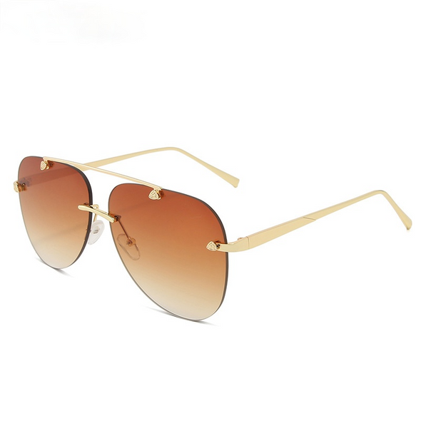 New Fashion Metal Sunglasses Frameless Gradual change  frog mirror