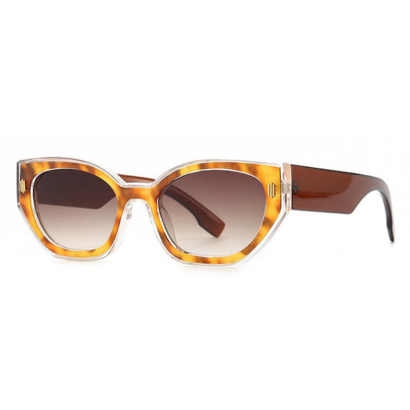 New Luxury Brand Sunglasses For Women Vintage Irregular Small Square Leopard Pint Sun Glasses Female Rivet Shades Uv400