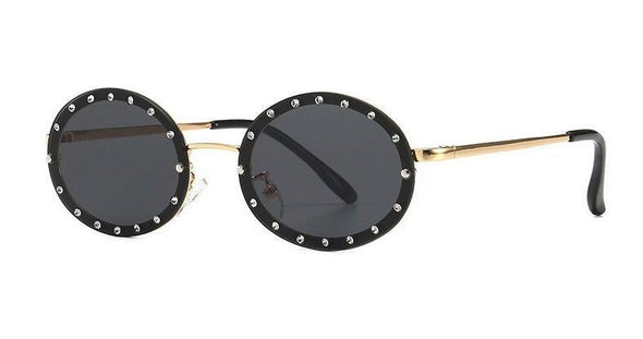 Oval Small Frame Diamond Women Fashion Shades UV400 Vintage Sunglasses