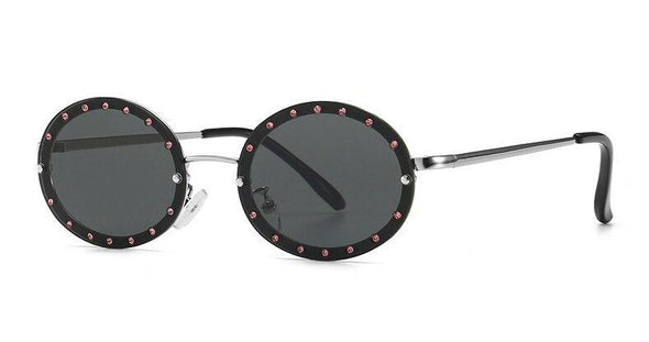 Oval Small Frame Diamond Women Fashion Shades UV400 Vintage Sunglasses