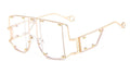 Metal Rivet Eyewear Oversized Mirror Square Sunglasses Men Women Shades Glasses Trend Unique Female UV400
