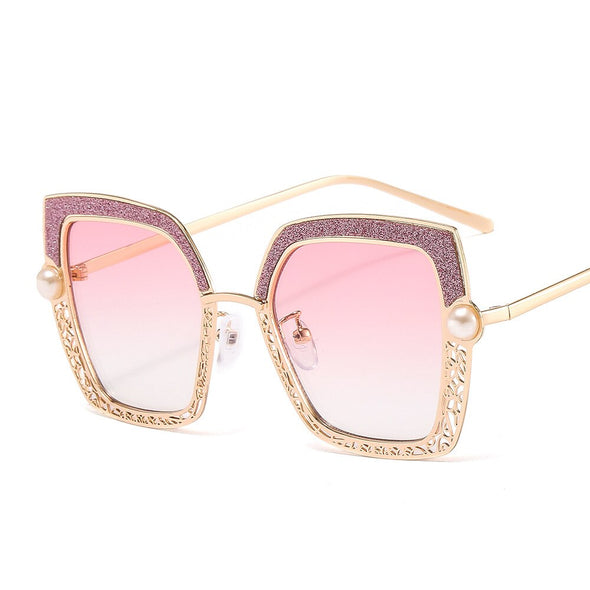 Cat Eye Pearl Hollow Luxury Sunglasses Metal Frame Men Women Fashion Shades UV400 Vintage Glasses