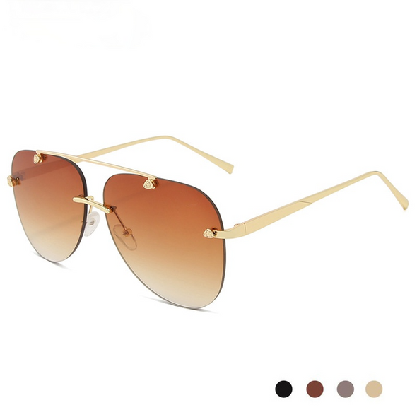 New Fashion Metal Sunglasses Frameless Gradual change  frog mirror