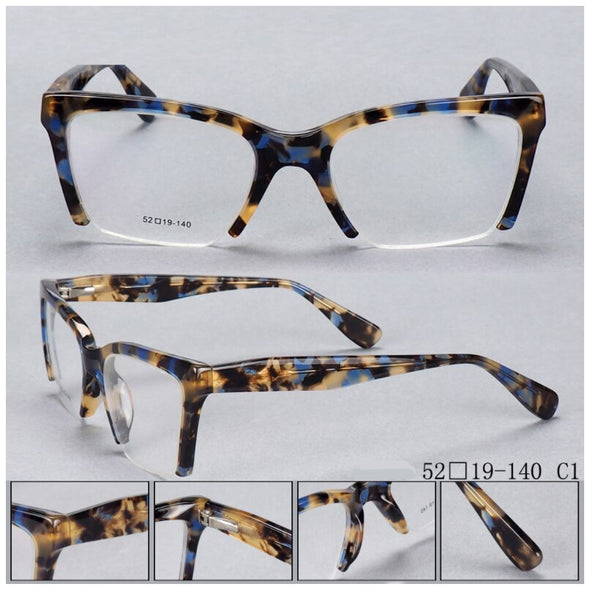 Anti Blue Half Frame Acetate Glasses Frames Women Men Optical Fashion Computer Glasses