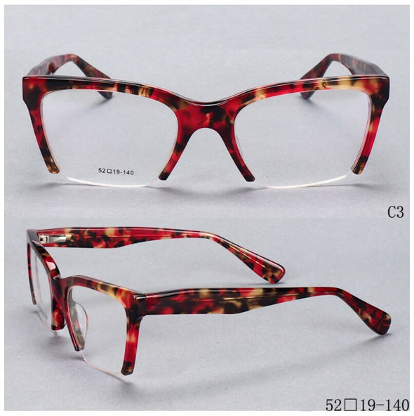 Anti Blue Half Frame Acetate Glasses Frames Women Men Optical Fashion Computer Glasses