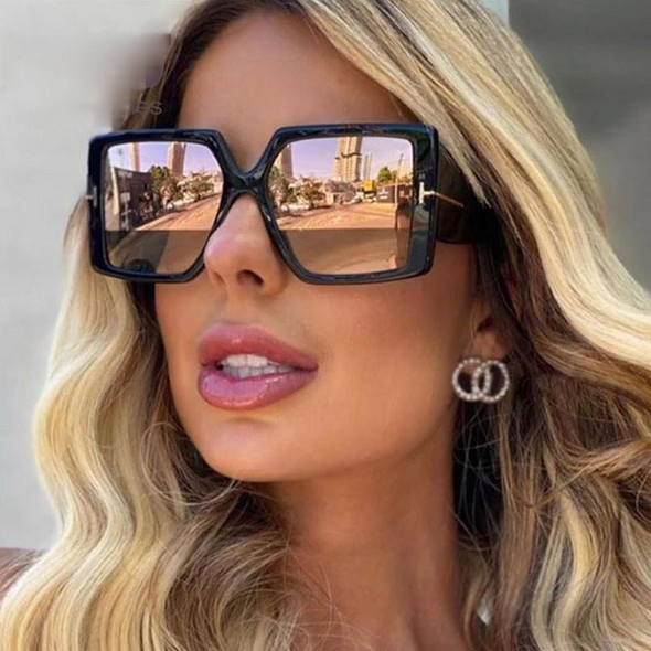 Classic Oversized Square Sunglasses  Leopard Sun Glasses Female Gradient Vintage Big Shades UV400