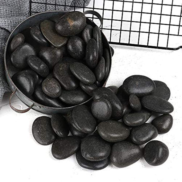 ZOLOSS Black Natural Decorative River Pebbles – 20lb 1-2 Inch Black Ornamental River Pebbles for Garden Landscaping, Home Décor, Outdoor Paving, Fountain Decoration.