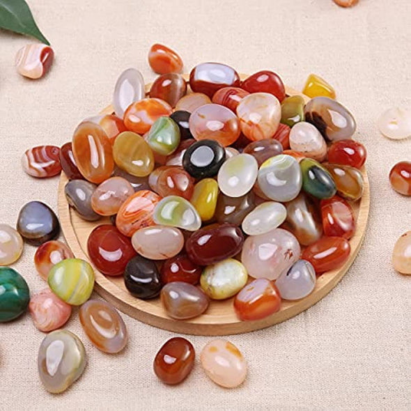 Natural Polished Decorative Gravel Pebbles - 4lb Colorful Agate Rocks for Landscape Decoration Stone. 0.78-1.18 Inch, Suitable for Home Decoration, DIY Handmade, Decorative Fish Tanks, Vase Filler