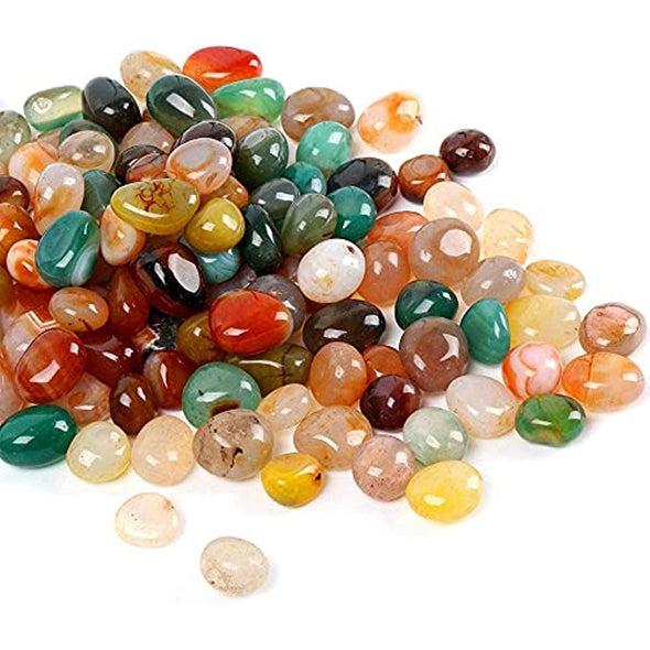Natural Polished Decorative Tumbled Stones - 2lb Colorful Agate Stones for Landscape Decoration Stone. 0.39-0.78 Inch, Suitable for Home Decoration, DIY Handmade, Decorative Fish Tanks, Vase Filler