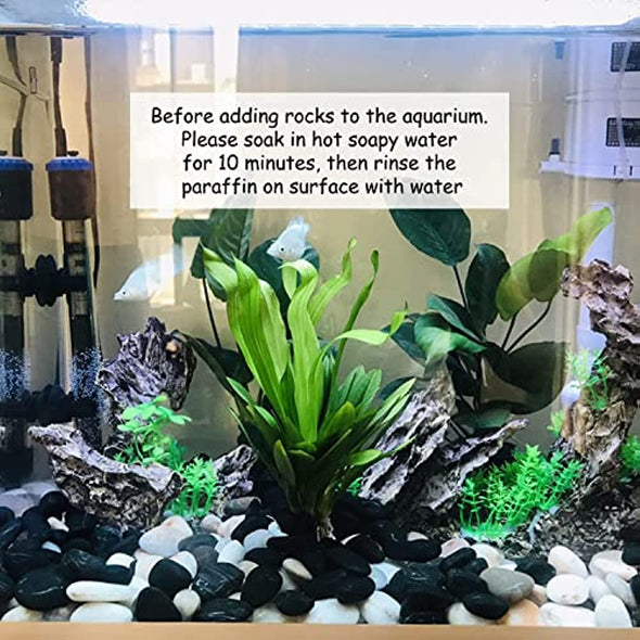 5lb Natural Polished Black River Rock Stones - Decorative Black Pebbles for Indoor Plants, Fish Tank Rocks, Vase Fillers and Fairy Garden. Aquarium Gravels for Turtle Frog Tank Outdoor Use